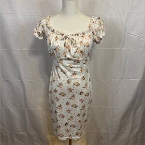 No Comment NYLA White Floral Puff Sleeve Cottagecore Dress Size Large